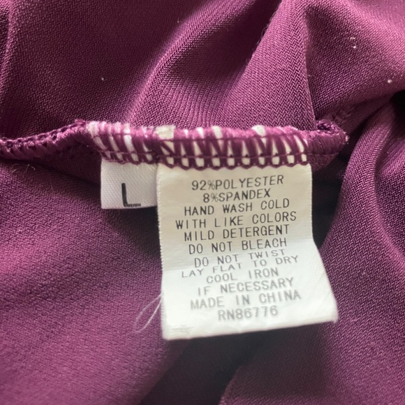 Woman’s Burgundy Open Front Lightweight Asymmetrical Ruffle Collar Cardigan - Picture 5 of 5